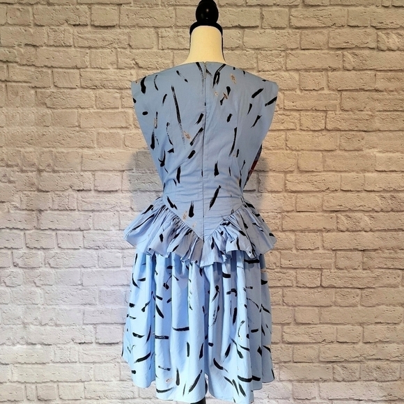 Christopher Kane blue floral brushstrokes peplum sleeveless dress size 2 - Picture 10 of 16